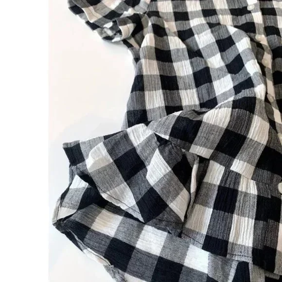 Madewell Women's Plaid Blouse with Ruffle Hem XS - Picture 4 of 6